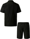 Men's Short Sleeve Button Down Cuban Guayabera Shirts Casual Suits
