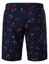 Men's Breathable Cotton Cherry Print Beach Hawaiian Aloha Summer Shorts