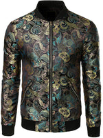 Men's Vintage Embroidered Satin Flight Bomber Jacket Coat
