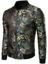 Men's Vintage Embroidered Satin Flight Bomber Jacket Coat