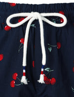 Men's Breathable Cotton Cherry Print Beach Hawaiian Aloha Summer Shorts