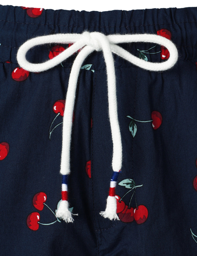Men's Breathable Cotton Cherry Print Beach Hawaiian Aloha Summer Shorts