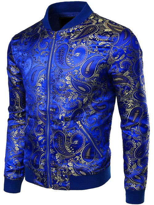 Men's Vintage Embroidered Satin Flight Bomber Jacket