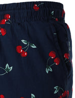 Men's Breathable Cotton Cherry Print Beach Hawaiian Aloha Summer Shorts