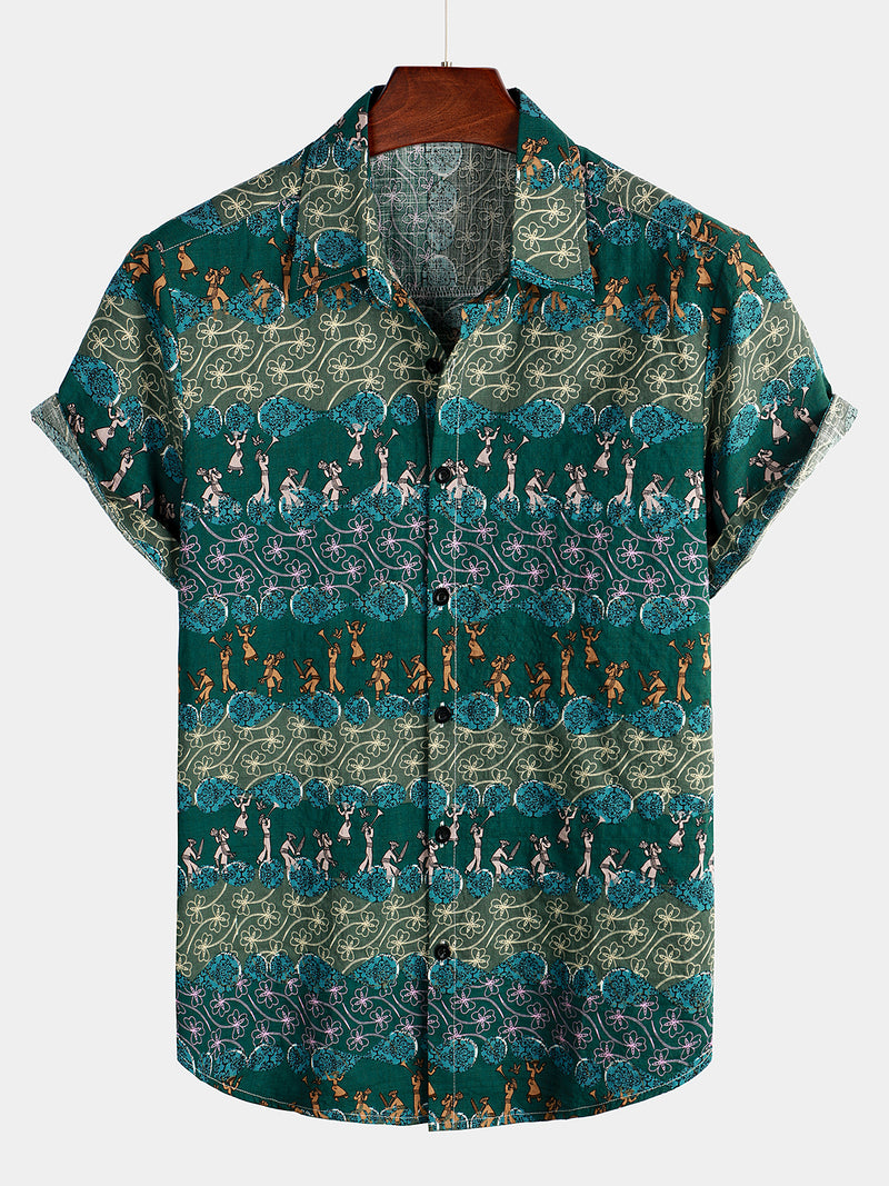 Men's Vintage Casual Retro Short Sleeve Shirt