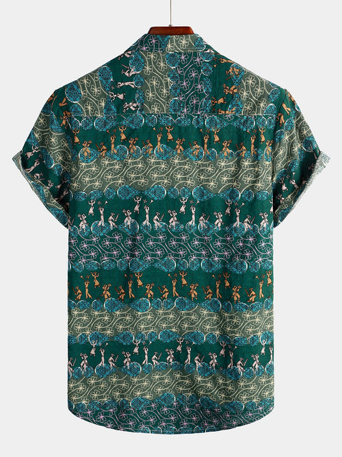 Men's Vintage Casual Retro Short Sleeve Shirt