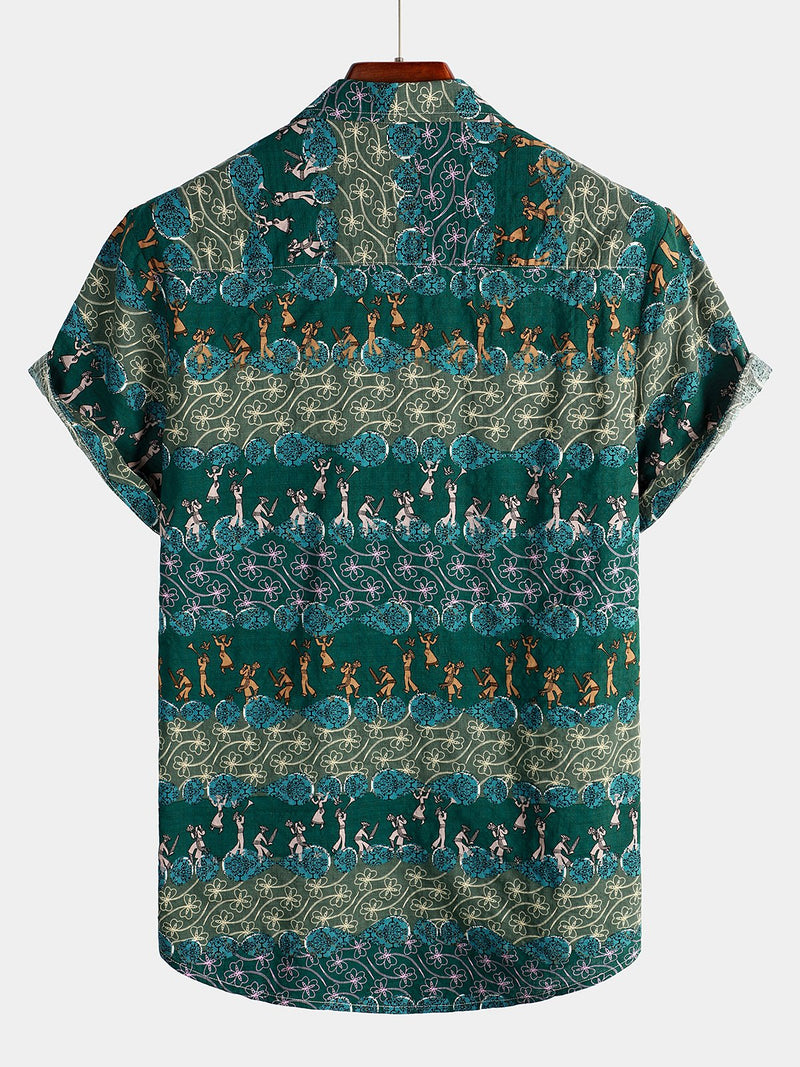 Men's Vintage Casual Retro Short Sleeve Shirt
