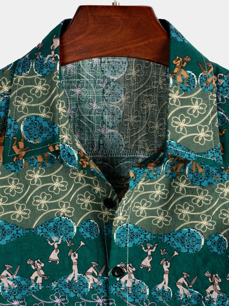 Men's Vintage Casual Retro Short Sleeve Shirt
