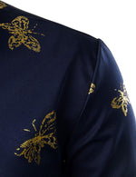Men's Butterfly Print Long Sleeve Casual Button Shirt