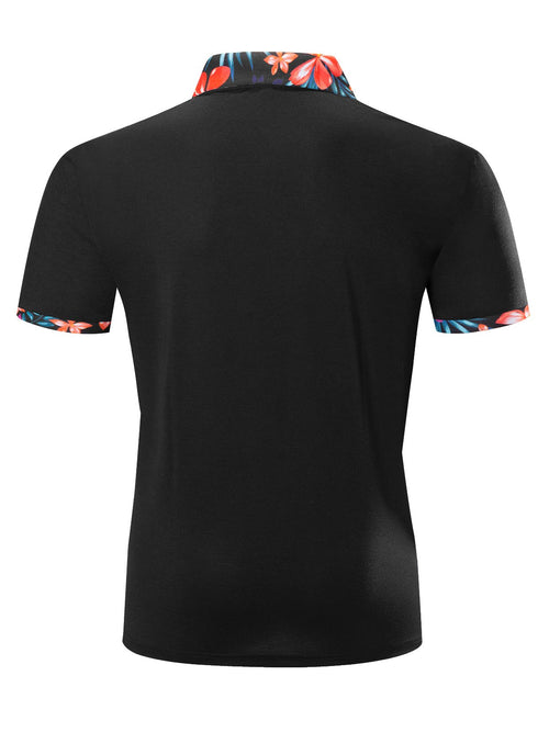 Men's Cotton Black Casual Solid Color Short Sleeve Polo Shirt
