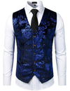Mens Hipster Metallic Paisley Printed Single Breasted V-Neck Suit Vest/Tuxedo Waistcoat