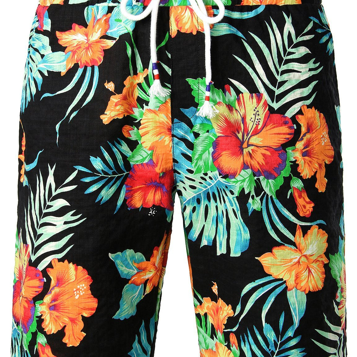 Men's Flower Flat Front Casual Aloha Hawaiian Shorts pants