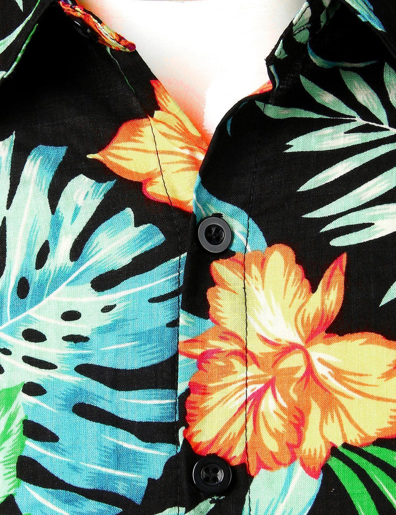 Men's Flower Casual Button Down Hawaiian Shirts&Shorts