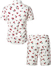 Men's Cherry Print Cotton Hawaiian Shirt & Shorts Set