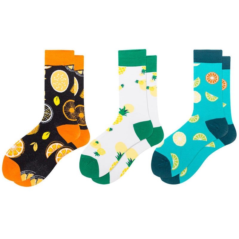 3 Pairs Funny Fruit Print Summer Hawaiian Cotton Socks