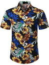 Men's Flower Casual Button Down Hawaiian Shirts&Shorts