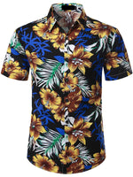 Men's Flower Casual Button Down Hawaiian Shirts&Shorts