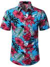 Men's Flower Casual Button Down Hawaiian Shirts&Shorts